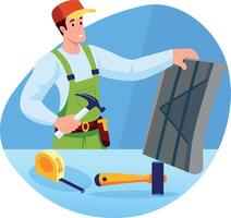 A flat style illustration of a handyman character vector