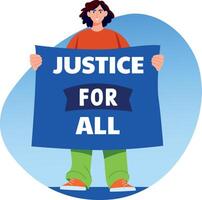 Fat style illustration of a character holding a chart depicting protest right vector