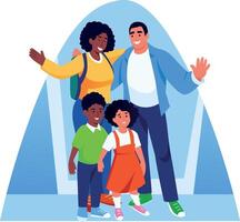 A flat style illustration of a cute happy family vector