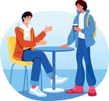Flat style illustration of two character chatting with each other vector