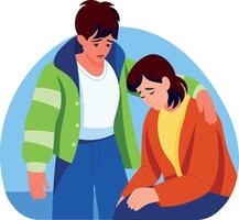 Flat style illustration of character comforting his friend vector