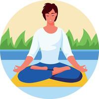 A flat style illustration of a character doing yoga vector