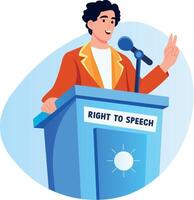 A character giving a speech, flat style illustration vector