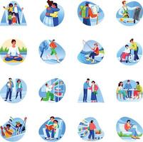 Set of Flat Citizen Character Illustrations vector