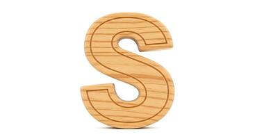 Letter S Standing Isolated on White Background with Wooden Texture photo