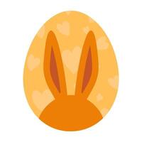 Orange Egg with Bunny Silhouette Pattern vector