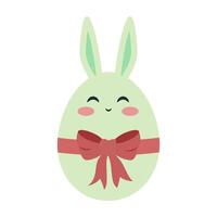 Smiling Green Bunny Egg with Bow vector