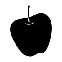 Black silhouette of an apple on a plain background highlighting its unique shape vector