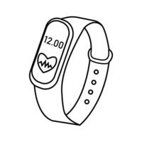 Fitness tracker displaying heart rate and time in minimalist design vector