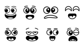 A collection of nine cartoon faces displaying various emotions. vector