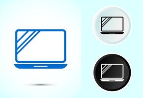 Laptop icon illustration, computer icon for apps, Color black and white vector