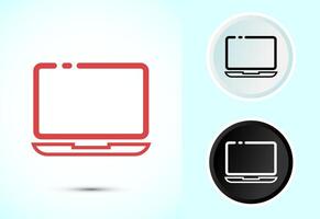 Laptop icon design, computer icon for apps, Color black and white vector