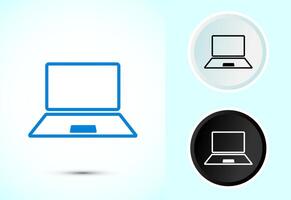 Laptop icon, computer icon for apps, Color black and white vector