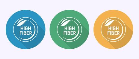 High fiber food icon design. High fiber label in shadow button design vector