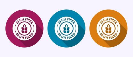 High fiber food icon design. High fiber badge in shadow button design vector