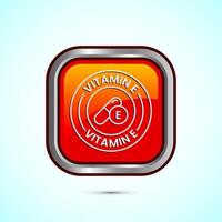 Vitamin E icon design illustration. Vitamin E sign symbol, Orange color square button design vector