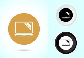 Laptop icon design, computer icon for apps and websites, Color black and white vector