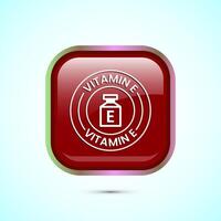 Vitamin E icon design illustration. Vitamin E sign symbol, Red color square button design vector