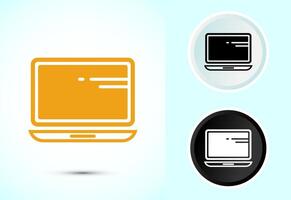 Laptop icon, computer icon for apps and websites, Color black and white vector