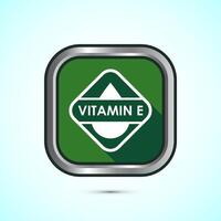 Vitamin E icon design illustration. Vitamin E sign symbol, Green color shadow button design vector