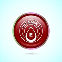 Vitamin E icon design illustration. Vitamin E sign symbol, Red color round button design vector