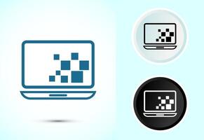 Laptop icon design illustration, computer icon for apps, Color black and white vector