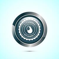 Vitamin E icon design illustration. Vitamin E sign symbol, Gray color round button design vector