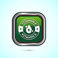 Vitamin E icon design illustration. Vitamin E sign symbol, Green color square button design vector
