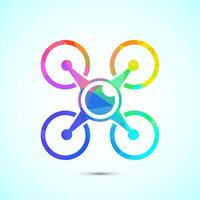 Drone icon design. Drone Quadro copter sign symbol in low poly style vector
