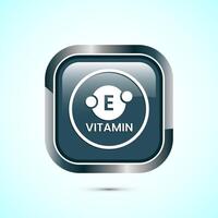 Vitamin E icon design illustration. Vitamin E sign symbol, Gray color square button design vector