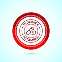 Vitamin E icon design illustration. Vitamin E sign symbol, Red color button design vector