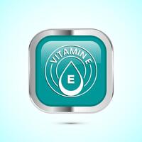 Vitamin E icon design illustration. Vitamin E sign symbol, Teal color square button design vector