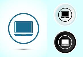 Laptop icon illustration, computer icon for apps and websites, Color black and white vector