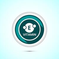 Vitamin E icon design illustration. Vitamin E sign symbol, Teal color shadow button design vector