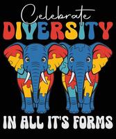 Celebrate Diversity in All Its Forms Autism Awareness with Elephants vector