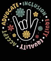 Advocate Accept Include Autism Awareness Design with Hand Gesture vector