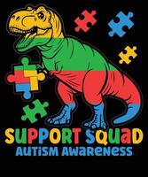 Support Squad Autism Awareness Fun Dinosaur Puzzle Design vector
