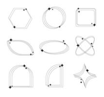 Y2K aesthetic line elements shape collection design. vector