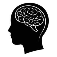 a silhouette of a man's head with a brain in it vector