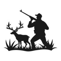 hunting silhouette with a deer and man vector