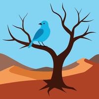 a blue bird sitting on a bare tree branch vector