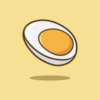 Half cute boiled egg isolated on soft yellow background vector