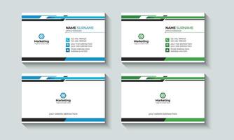 Abstract and Creative Professional Business card or Visiting Card Layout template design. Identity, Contact, Branding, Blue, Green. vector