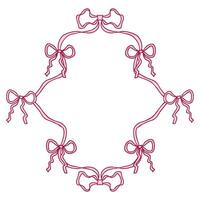 Coquette ribbon frame with bows in elegant retro style. Perfect print for label, sale, cards, invitations. Hand drawn doodle illustration. vector