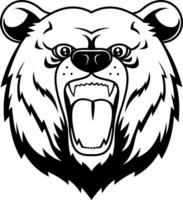 Ferocious Bear Head Drawing In High Contrast Black And White Style vector