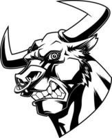 Angry Bull Portrait With Flared Nostrils And Dynamic Horns vector