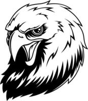 Black And White Eagle Head Illustration With Fierce Eyes And Open Beak vector