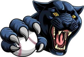 Aggressive Black Panther With Open Mouth And Gripping Claw vector
