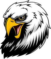 Angry Bald Eagle Face With Yellow Beak And Aggressive Expression vector