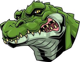 Fierce Crocodile Head Illustration With Open Mouth And Sharp Teeth vector